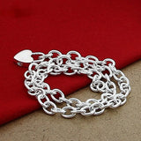 925 Silver Heart Lock Open Pendant Necklace Romantic Birthday Party N146
