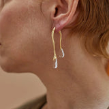 925 Silver Front Back Stick Dangle Earrings Teardrop Women Girl Gift