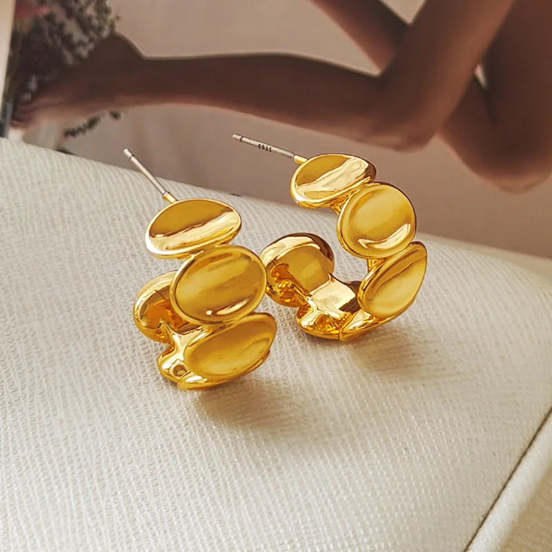 925 Silver Needle Brass Hoop Earrings for Women