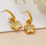 925 Silver Needle Brass Flower Earrings Women Girl Gift