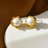 925 Silver Needle Simulated Pearl Earrings for Women
