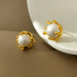 925 Silver Needle Simulated Pearl Earrings for Women