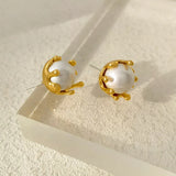 925 Silver Needle Simulated Pearl Earrings for Women