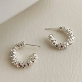 925 Silver Metal Hoop Earrings For Women Party Gift