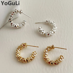 925 Silver Metal Hoop Earrings For Women Party Gift