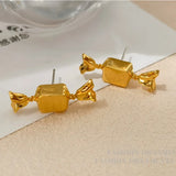 925 Silver Candy Shape Metal Earrings For Women