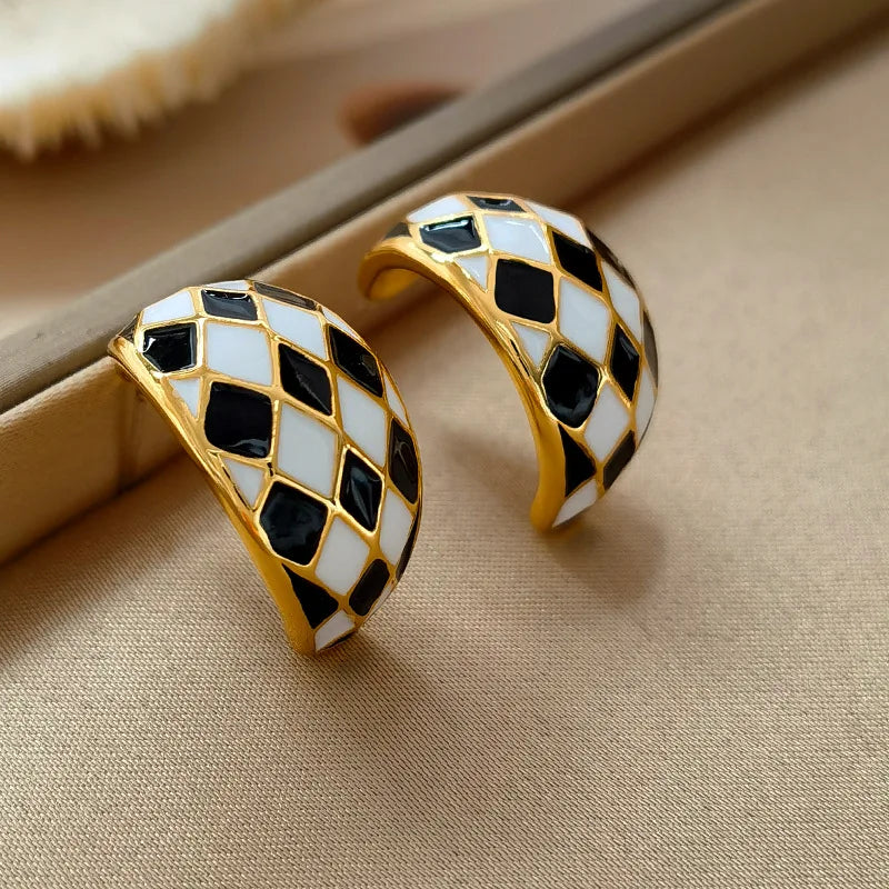 925 Silver Needle Enamel Earrings For Women