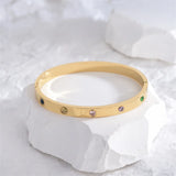 18k Silver Bangle Women Gift Colorful Zircon Stainless Steel Bracelet