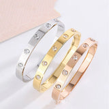 18k Silver Bangle Women Gift Colorful Zircon Stainless Steel Bracelet