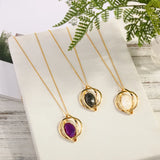 Golden Plated Hollow Out Pendant Necklace