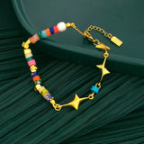 Colorful Beads Bracelet High Copper Metal Star Charm Bracelet Women Girl Gift
