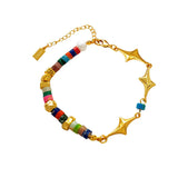 Colorful Beads Bracelet High Copper Metal Star Charm Bracelet Women Girl Gift