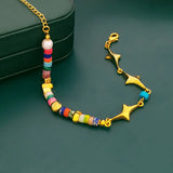 Colorful Beads Bracelet High Copper Metal Star Charm Bracelet Women Girl Gift