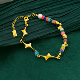 Colorful Beads Bracelet High Copper Metal Star Charm Bracelet Women Girl Gift