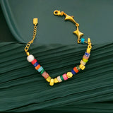 Colorful Beads Bracelet High Copper Metal Star Charm Bracelet Women Girl Gift