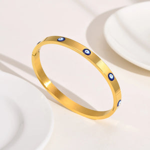 Devil Eye Charm Bracelet, Stainless Steel Cuff Bracelet Gift for Women