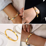 Devil Eye Charm Bracelet, Stainless Steel Cuff Bracelet Gift for Women
