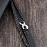 Men's Leather Bracelet Stainless Steel Multilayer Chain