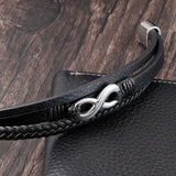 Men's Leather Bracelet Stainless Steel Multilayer Chain