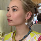 Natural Stone Beads Hoop Earrings For Women