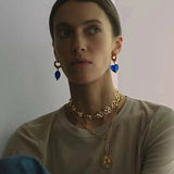 Natural Stone Beads Hoop Earrings For Women
