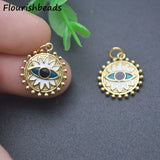 18k Plated Evil Eye Flower Charms Pendants for Earring Necklace Making 20pc