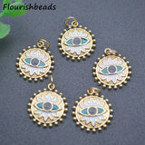 18k Plated Evil Eye Flower Charms Pendants for Earring Necklace Making 20pc