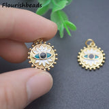 18k Plated Evil Eye Flower Charms Pendants for Earring Necklace Making 20pc
