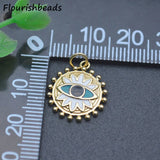 18k Plated Evil Eye Flower Charms Pendants for Earring Necklace Making 20pc