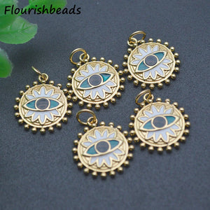 18k Plated Evil Eye Flower Charms Pendants for Earring Necklace Making 20pc
