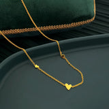 Copper Metal Thin Chain Necklace Small Heart Necklace Lady Gift