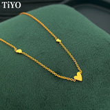 Copper Metal Thin Chain Necklace Small Heart Necklace Lady Gift