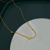 Copper Metal Thin Chain Necklace Small Heart Necklace Lady Gift