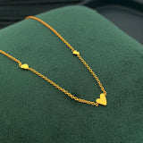 Copper Metal Thin Chain Necklace Small Heart Necklace Lady Gift
