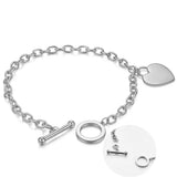 Heart Proverbs Pendant Charm Bracelet Adjustable Steel