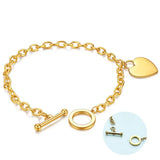 Heart Proverbs Pendant Charm Bracelet Adjustable Steel