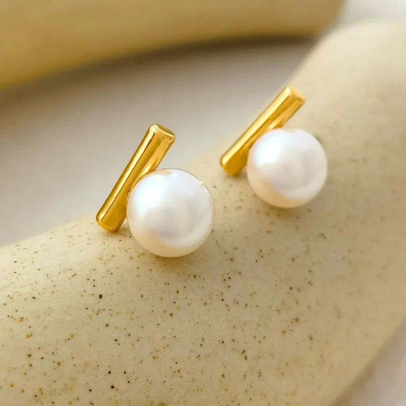 Pearl Stud Earrings 925 Silver Needle for Women