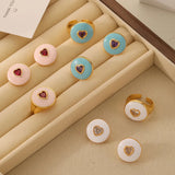 Sweet Pink Jewelry Set: Heart Earrings & Adjustable Rings for Women