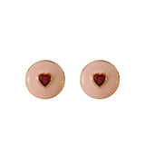 Sweet Pink Jewelry Set: Heart Earrings & Adjustable Rings for Women