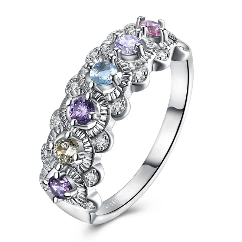 Silver Ring Pink Purple Semi Precious Stone AR2115