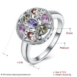 Silver Ring Pink Purple Yellow Champagne Stone AR2118