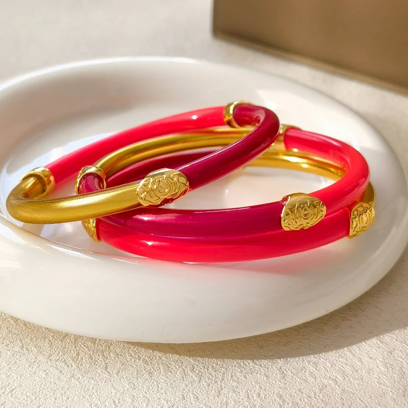 Colorful Silicone Splicing Bangles Bracelet for Women