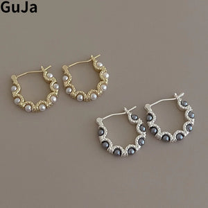 Vintage Simulated Pearl U Shape Earring For Women