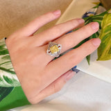 Yellow Cubic Zirconia Women's Engagement Ring Crystal Wedding