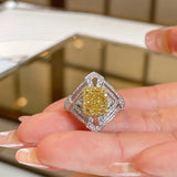 Yellow Cubic Zirconia Women's Engagement Ring Crystal Wedding