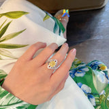 Yellow Cubic Zirconia Women's Engagement Ring Crystal Wedding