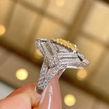 Yellow Cubic Zirconia Women's Engagement Ring Crystal Wedding