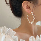 Simulated Pearl Hoop Earrings for Women Girls Wedding Party