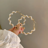 Simulated Pearl Hoop Earrings for Women Girls Wedding Party