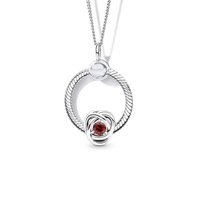 July Eternity Circle Charm Necklace Set For Womens